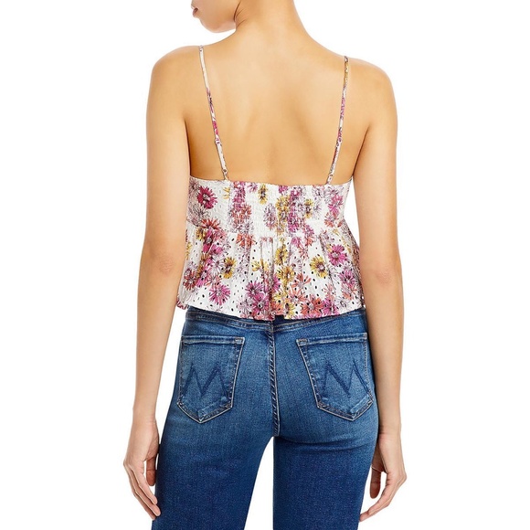 WAYF Womens Eyelet Gathered Top Camisole Shirt - Picture 2 of 4